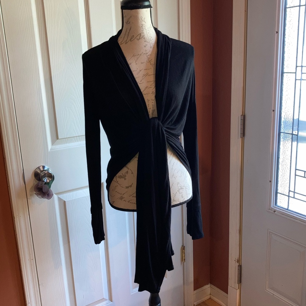 Open Front Cardigan Lightweight Sweater by Taroo Black Medium Casual Wear - Picture 3 of 8